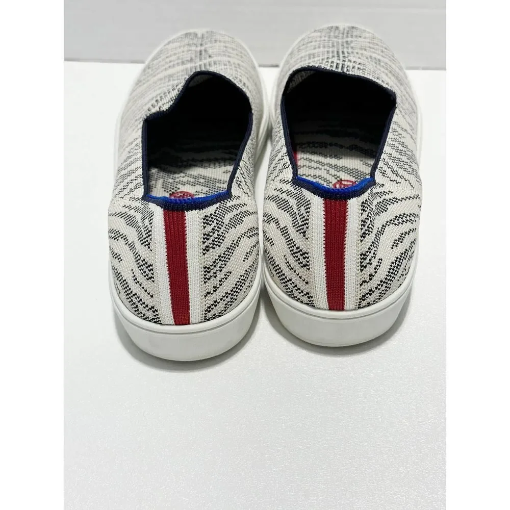 Rothy’s Maritime Tiger Sneaker Stripe Slip‎ On Retired Shoes White Gray 11.5